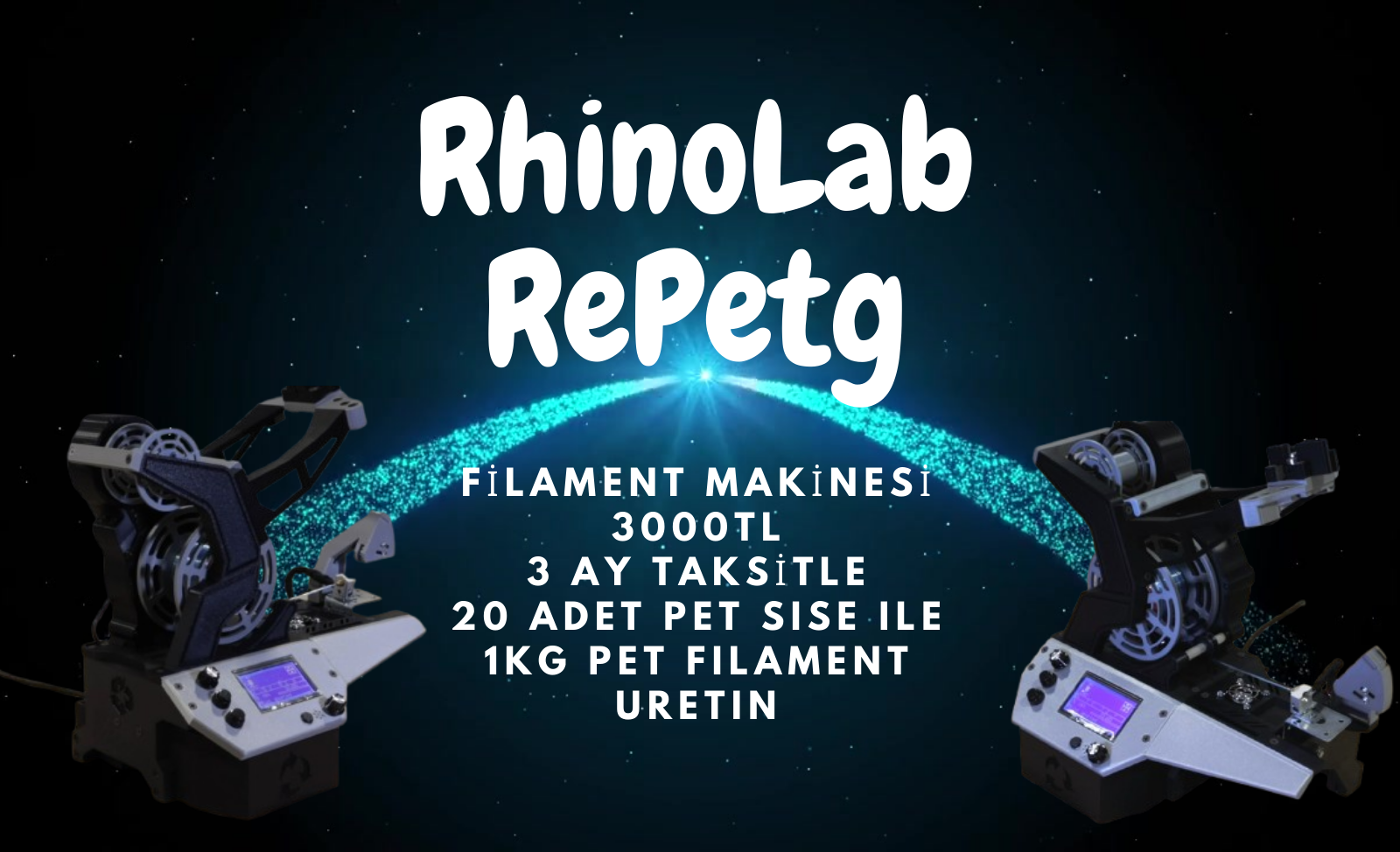 rhinolabs re petg geri dönüşüm filament makineesi