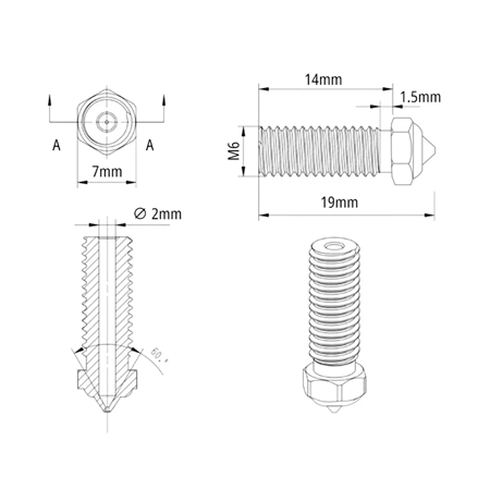 QIDI TECH Q1-PRO / X-Max 3 / X-Plus 3 / X-Smart 3 Karbon Nozzle