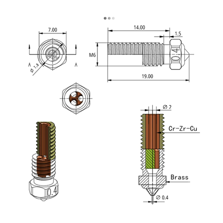 QIDI TECH Q1-PRO / X-Max 3 / X-Plus 3 / X-Smart 3 CHT Çelik Nozzle
